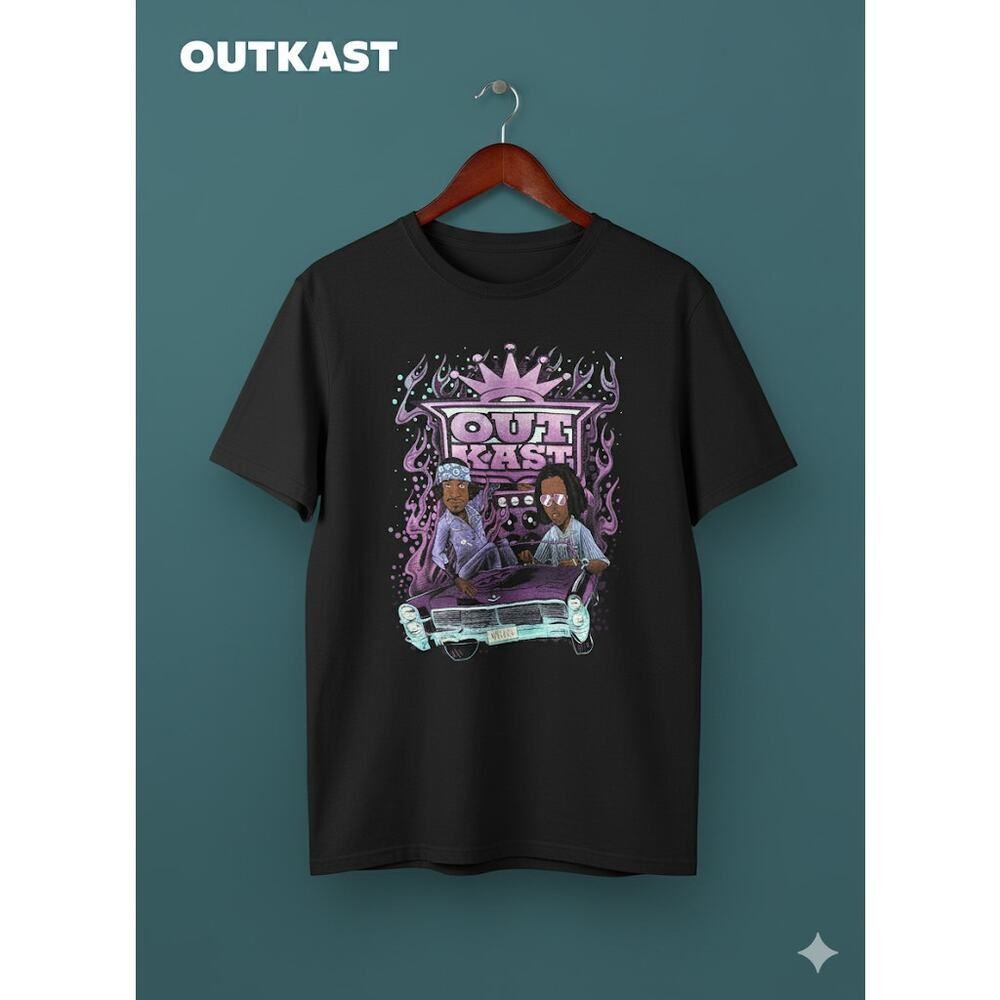 OutKast Black Men’s Graphic Short Sleeve Atliens Rap Tee T-Shirt Shirt 2XL